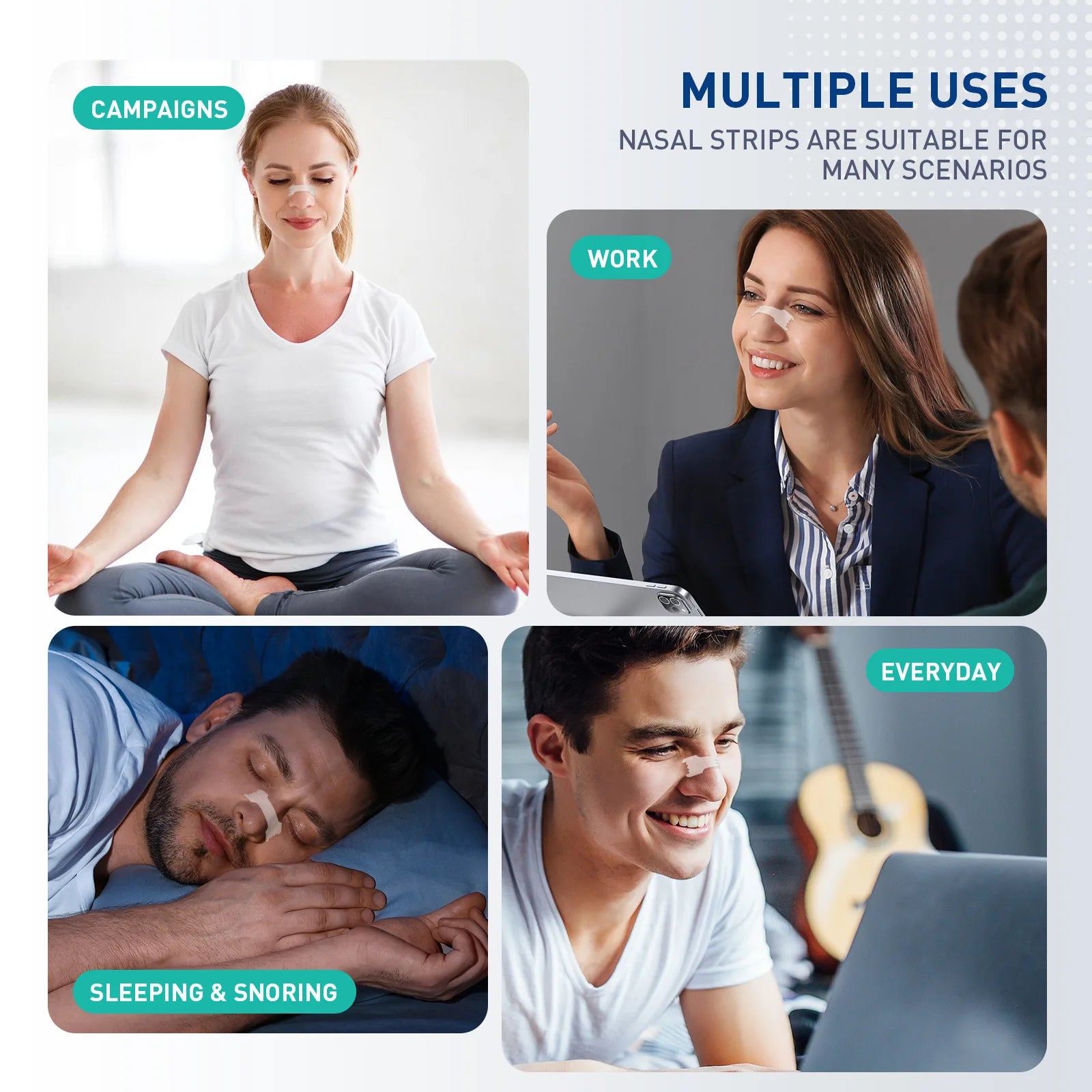 Zoom sur l'adhésif hypoallergénique des bandes nasales NOSE TAPE